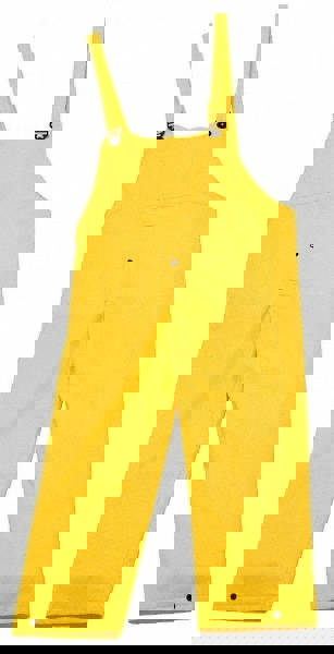 Bib Overalls: Size L, Yellow, Polyester & PVC